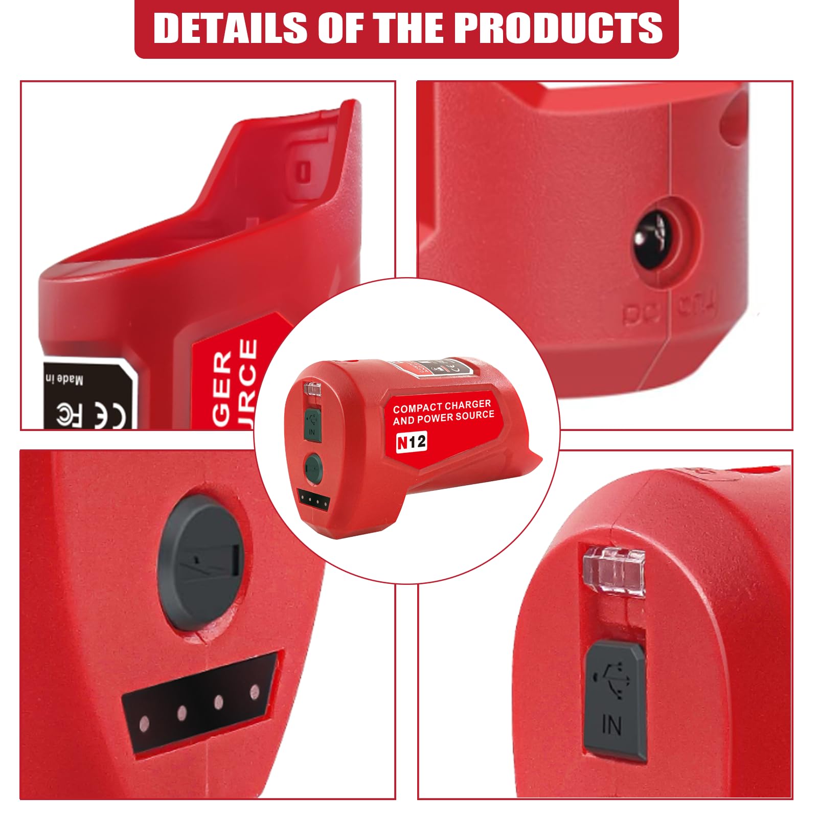 Fybemax Type-C input lets modern devices recharge along tools.