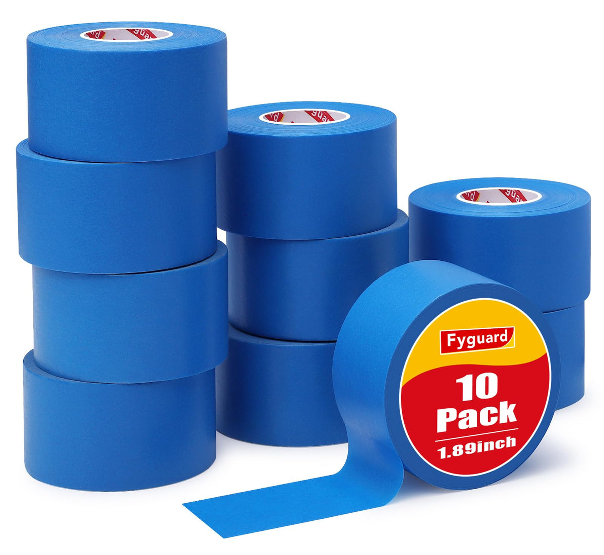 Fyguard blue painter's tape roll showing bright visibility for clean edge lines