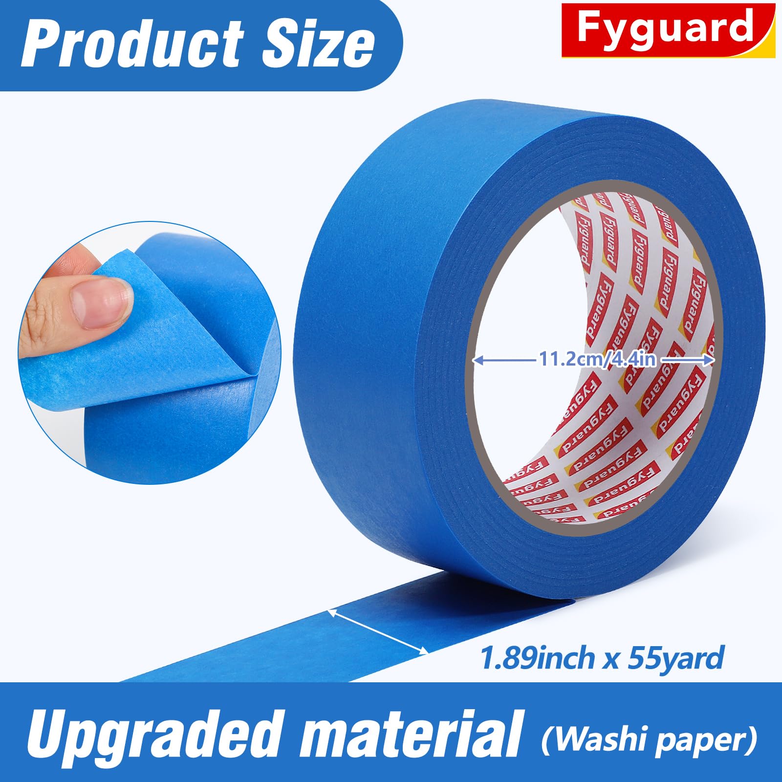 Fyguard blue painters tape bulk pack of 20 rolls for efficient masking.