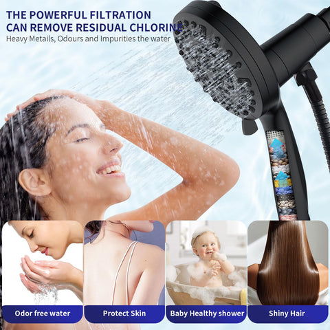 Fyhib handheld shower head showing removable filter for easy maintenance