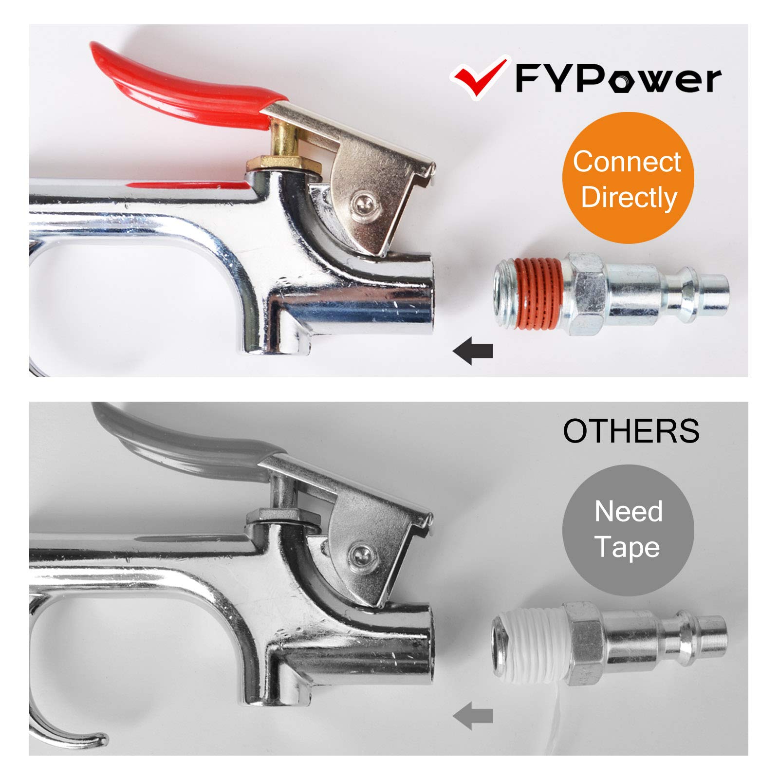 FYPower PTFE tape and couplings simplify sealing connections during inflation.