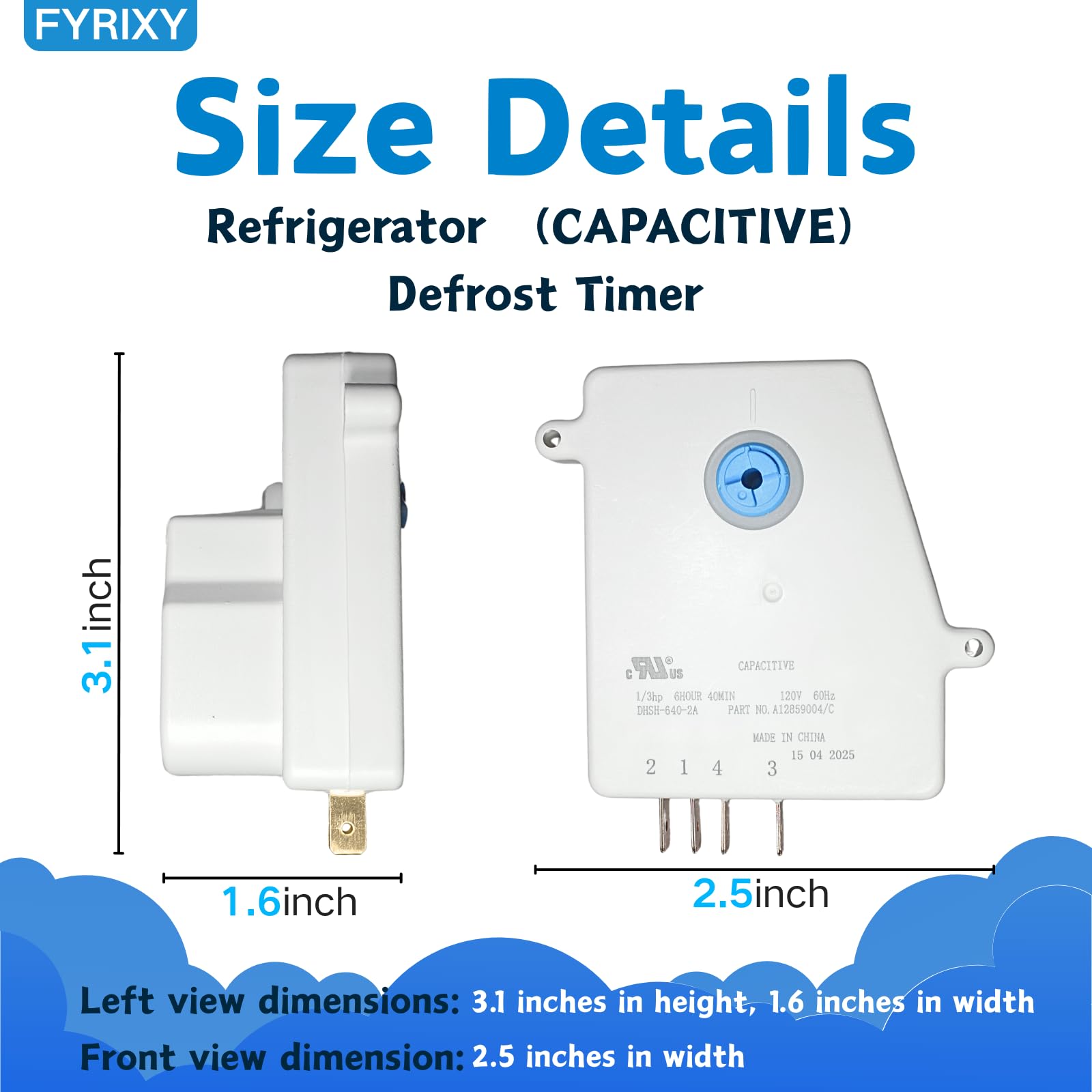 FYRIXY 5304526183 defrost timer packaging highlights genuine replacement part