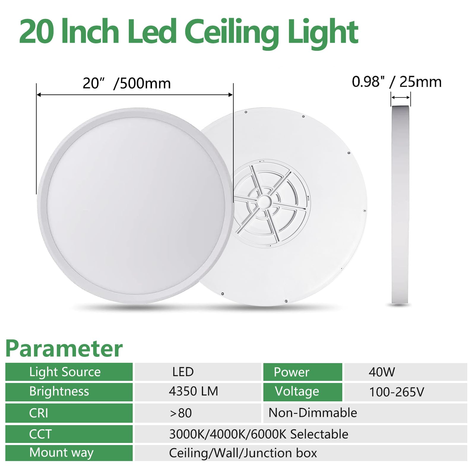 FY WISDOM FLY LIGHTING 20-inch flush mount closeup diffuser for soft even light
