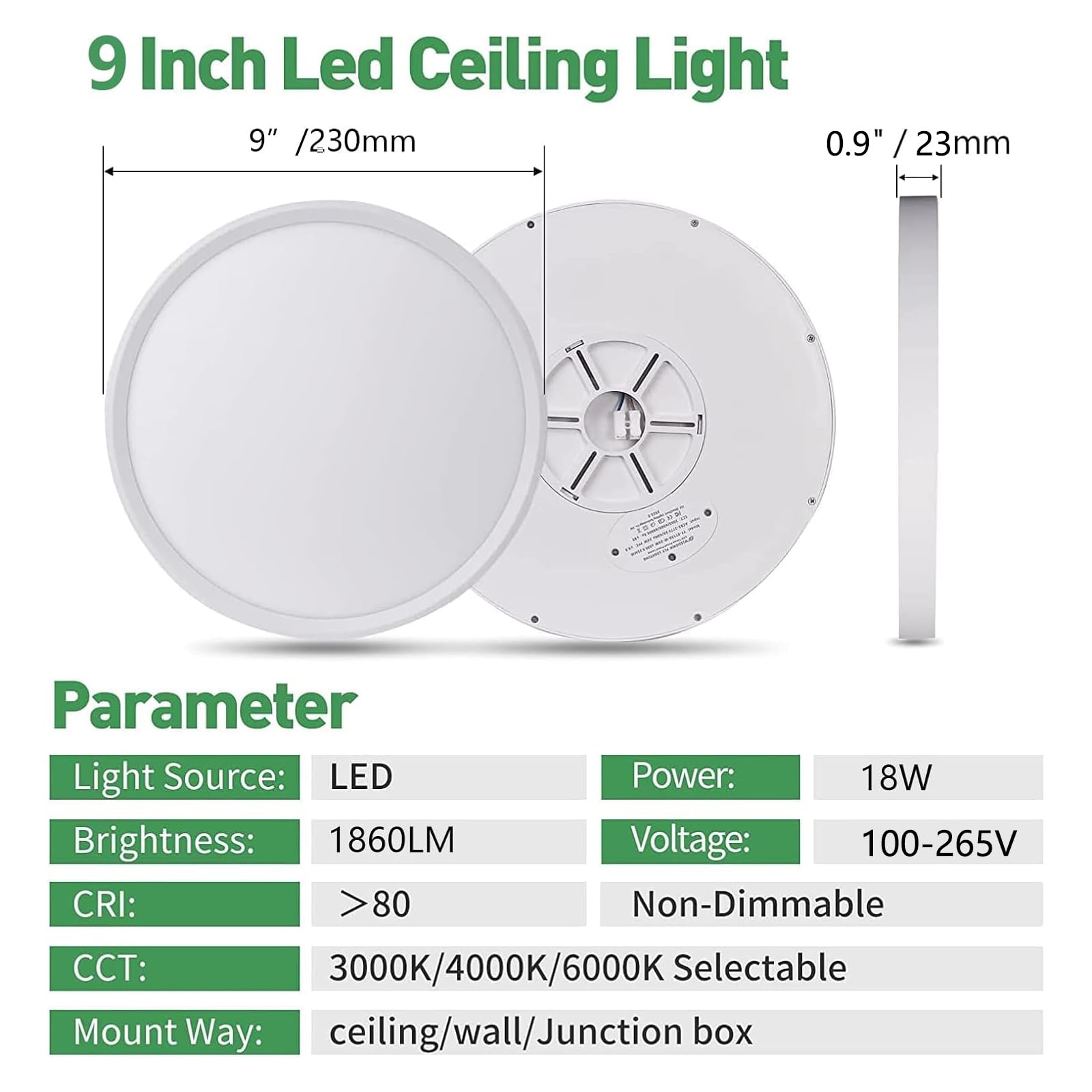 FY WISDOM FLY LIGHTING 6PK 9 Inch flush-mount selectable CCT demonstrates adjustable lighting