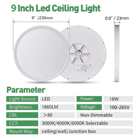 FY WISDOM FLY LIGHTING 6PK 9 Inch flush-mount selectable CCT demonstrates adjustable lighting