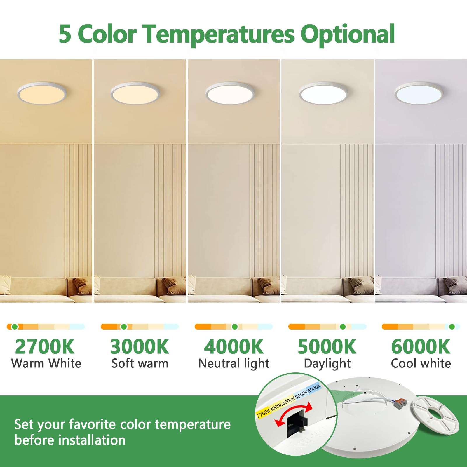 FY WISDOM FLY LIGHTING 12-inch dimmable LED flush-mount installed for bright room lighting.