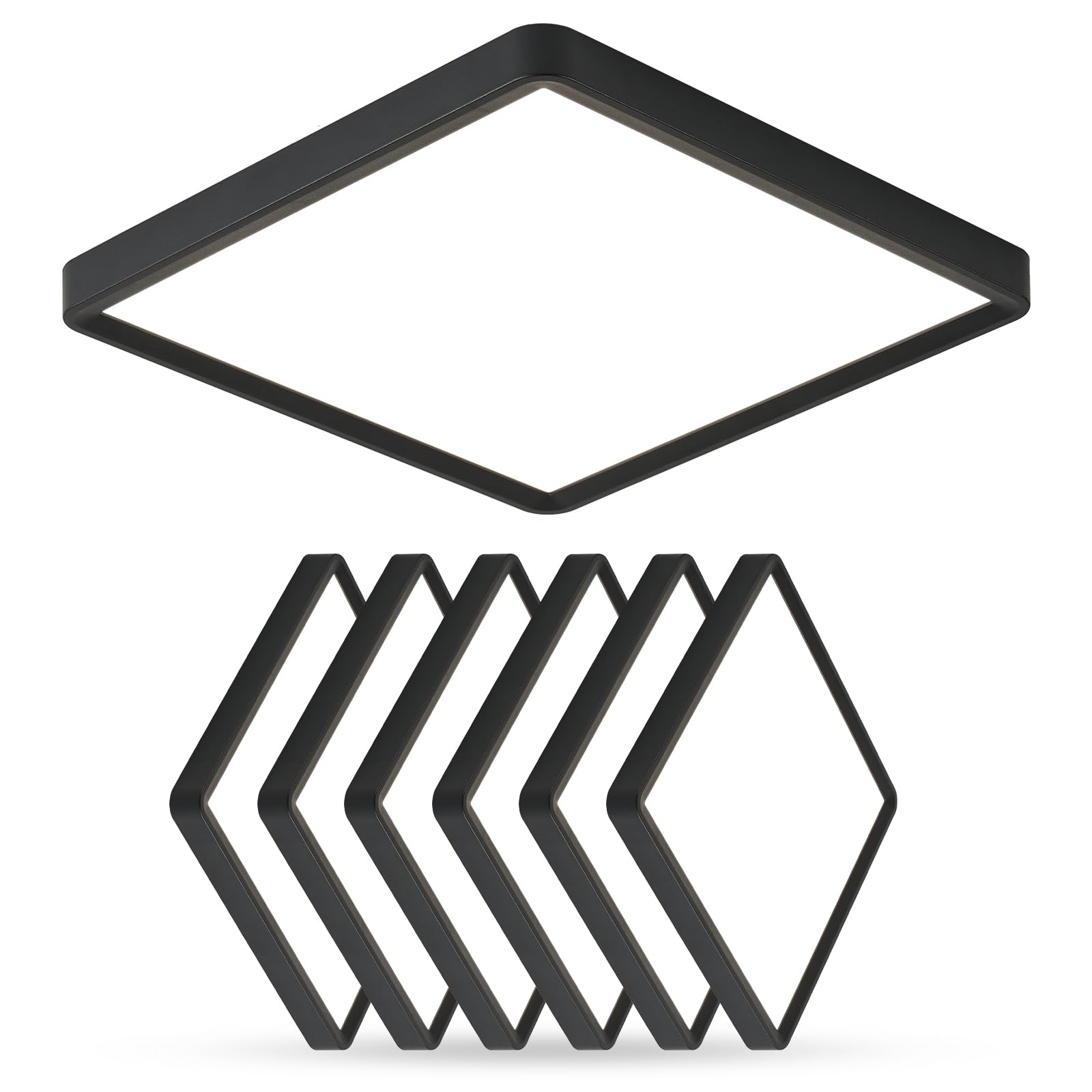 FY Wisdom Fly Lighting 12inch square LED flush mount top view shows slim profile and even illumination.