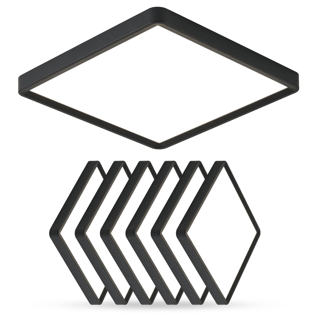 FY Wisdom Fly Lighting 12inch square LED flush mount top view shows slim profile and even illumination.