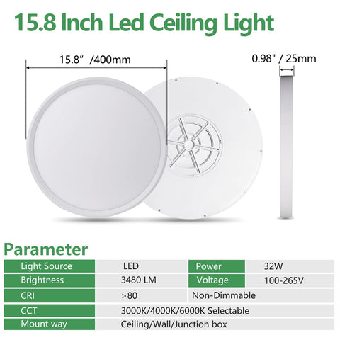 FY WISDOM FLY LIGHTING flush mount round panel selectable color temperature 3000K-6000K