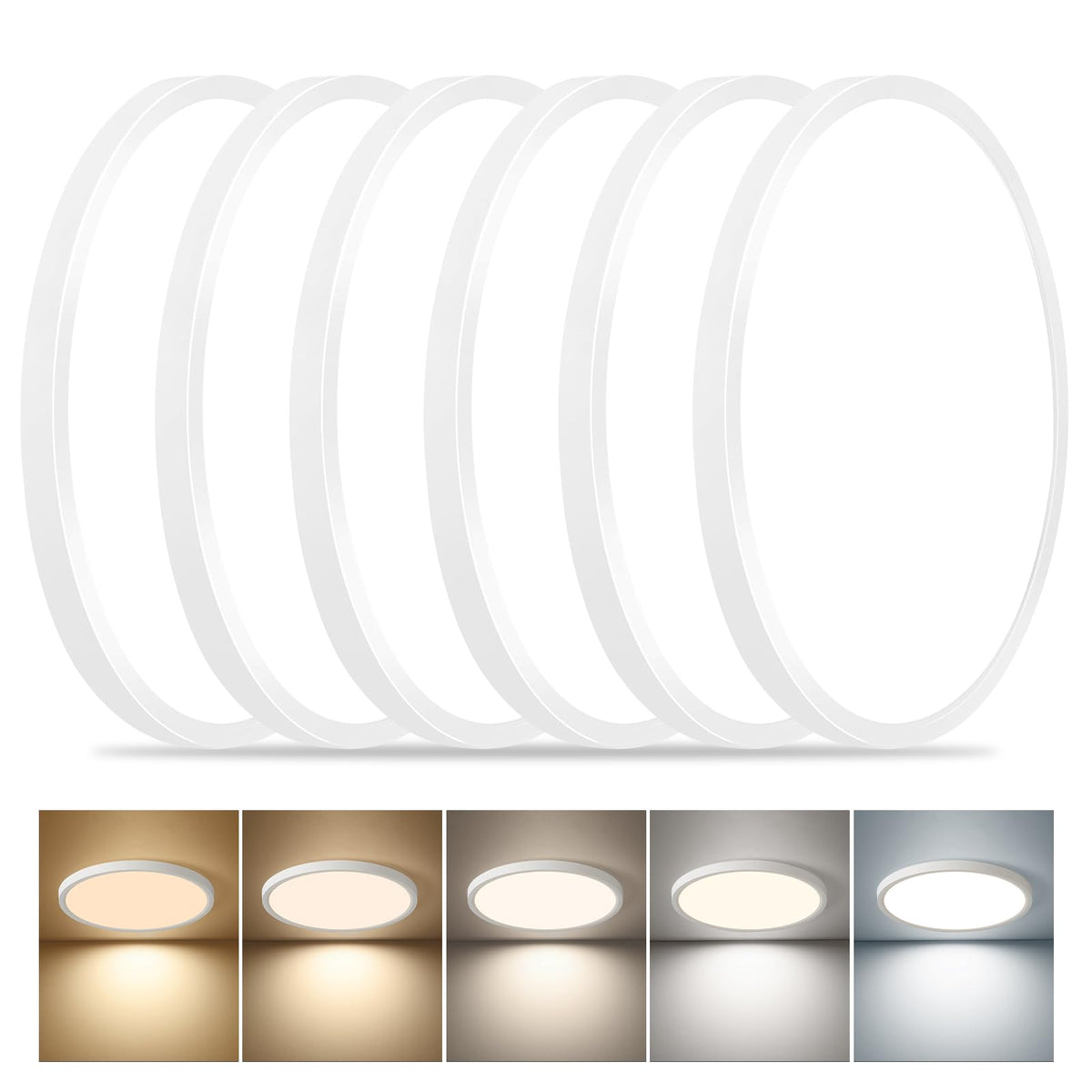 FY WISDOM FLY LIGHTING 6-pack LED flush-mount packaging showcases value and convenience.
