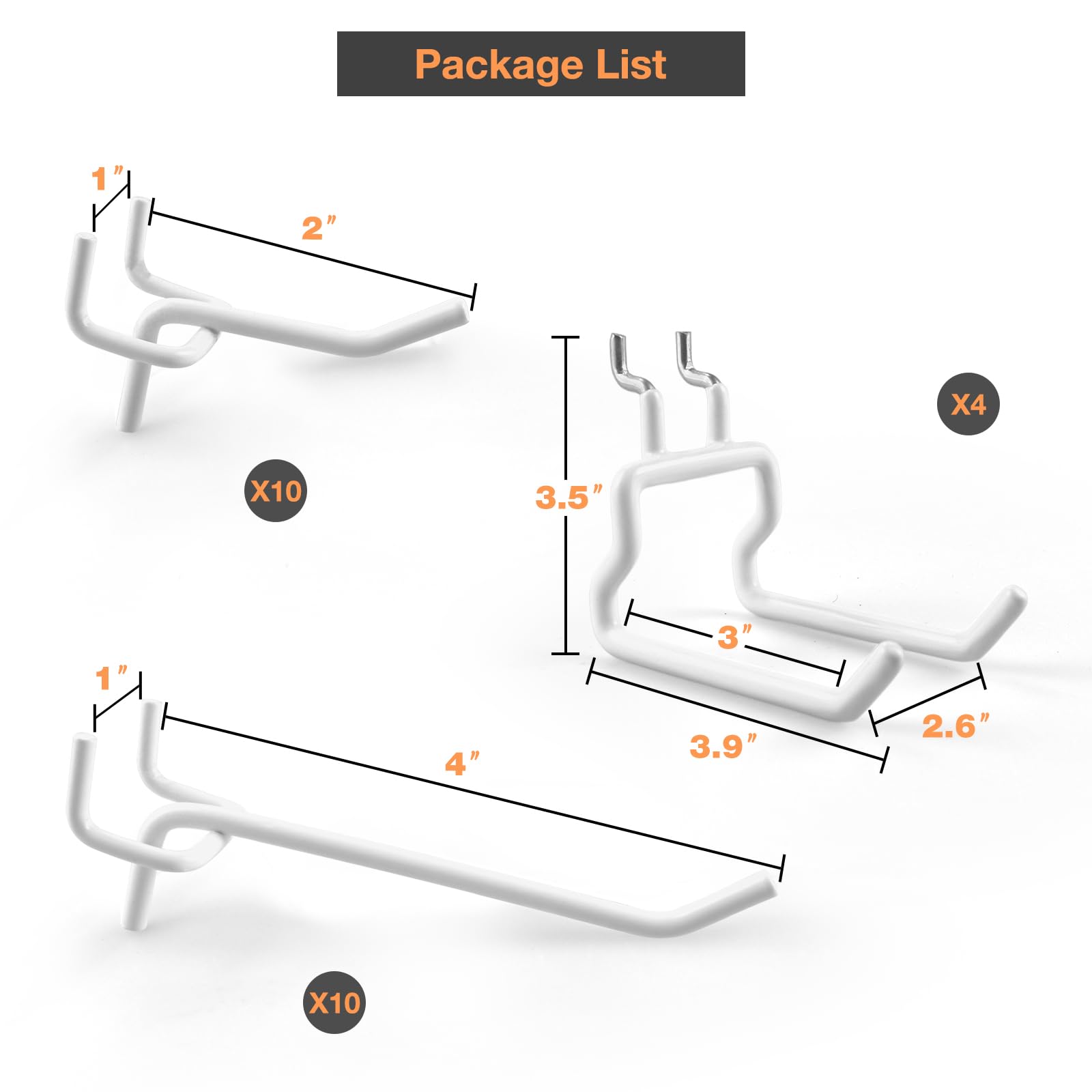 G.CORE 4-inch straight pegboard hook for bulkier gear.