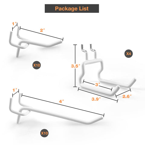 G.CORE 4-inch straight pegboard hook for bulkier gear.