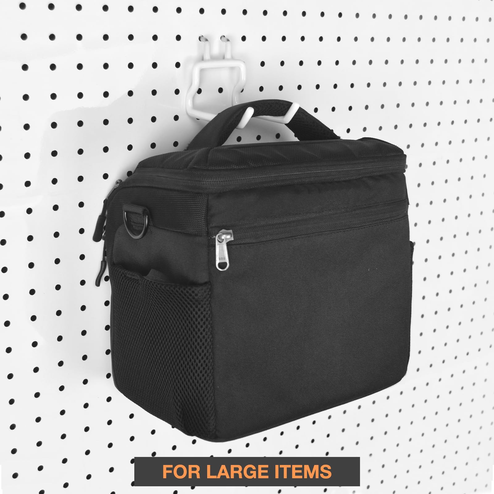 G.CORE tilt-end pegboard hooks prevent slipping during quick access.