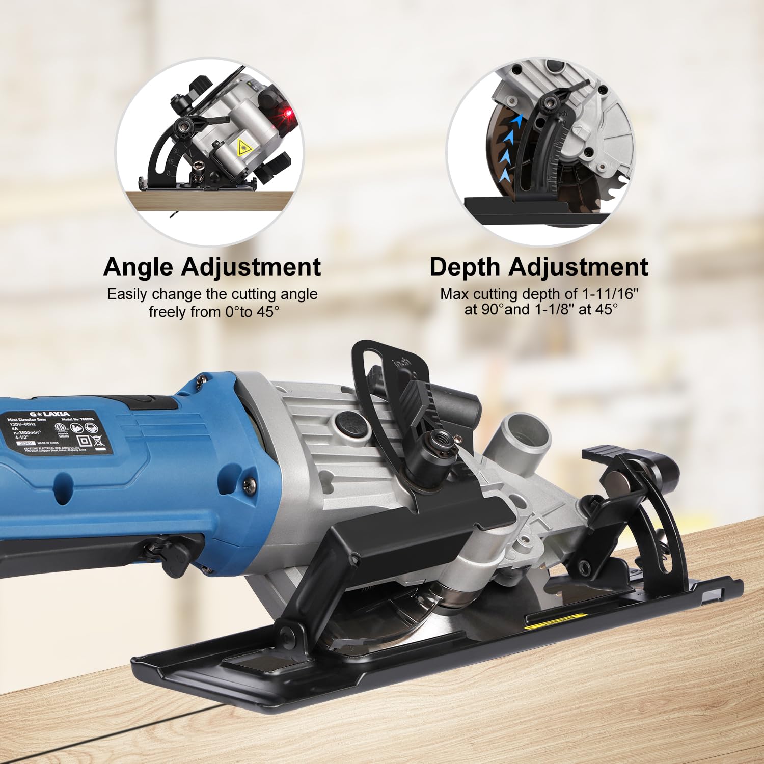 G LAXIA includes two 24T blades for clean wood cuts.