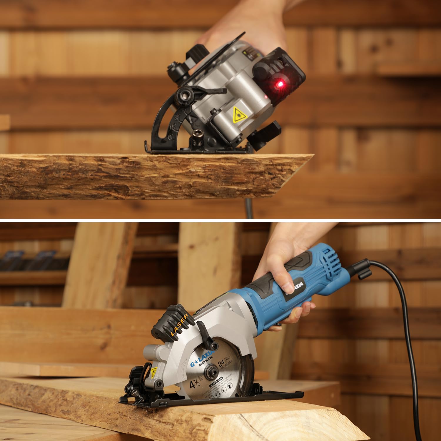 G LAXIA saw with rip guide ensures consistent width cuts.