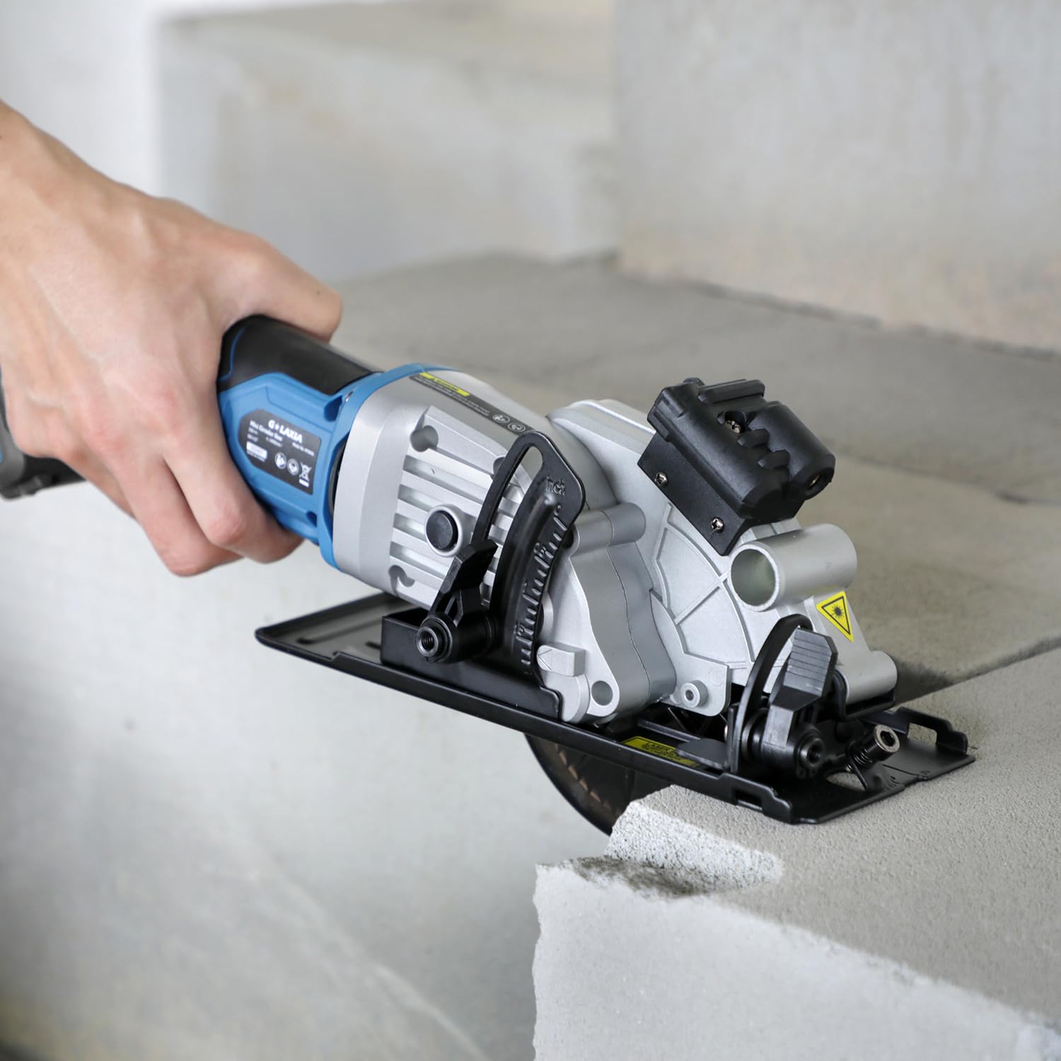 G LAXIA mini circular saw vacuum adaptor to keep work area clean.