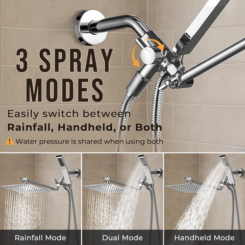 G-Promise 11-inch extension arm keeps the shower head away from the wall for better clearance