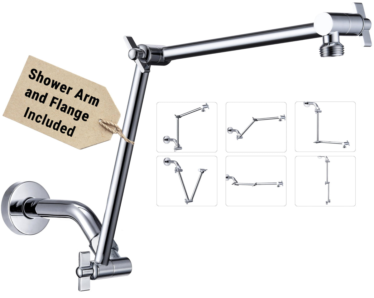 G-Promise 18-inch shower extension arm offers flexible height and angle adjustment.