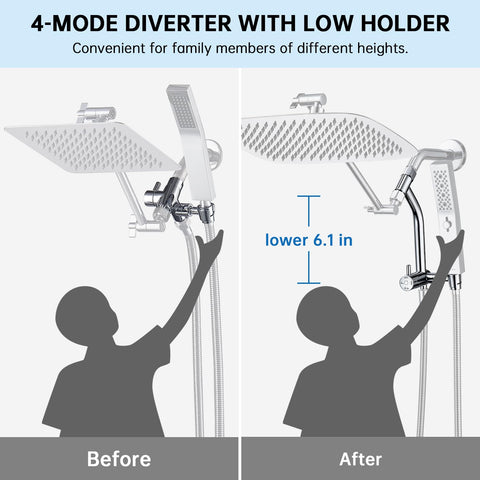 G-Promise 3-way diverter with pause provides versatile water modes.