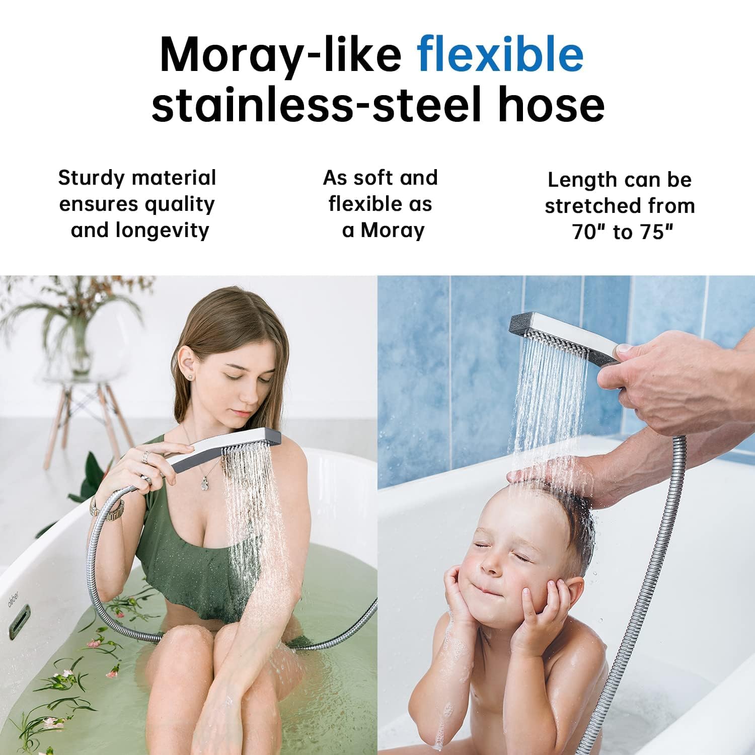 G-Promise 71-inch stainless hose offers flexible reach for chores