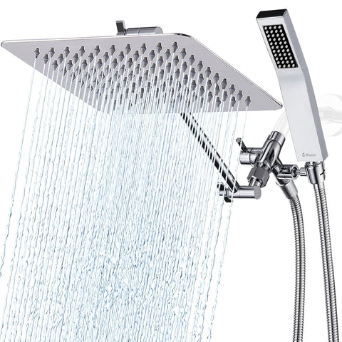 G-Promise all-metal 10-inch dual square rain head for a luxurious shower experience