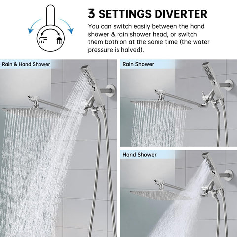 G-Promise 12-inch rain head close-up showing durable metal construction