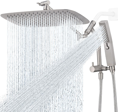 G-Promise all-metal 14-inch rainfall showerhead delivers wide coverage for a refreshing shower.