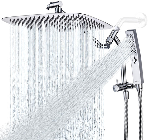 G-Promise all-metal 14-inch rainfall head delivers wide coverage for a spa-like shower.