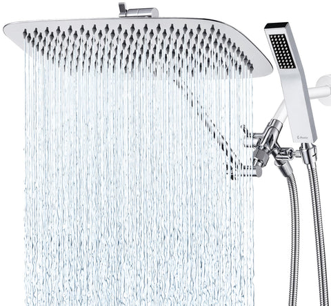 G-Promise all-metal 16-inch dual shower head with handheld spray for broad coverage.