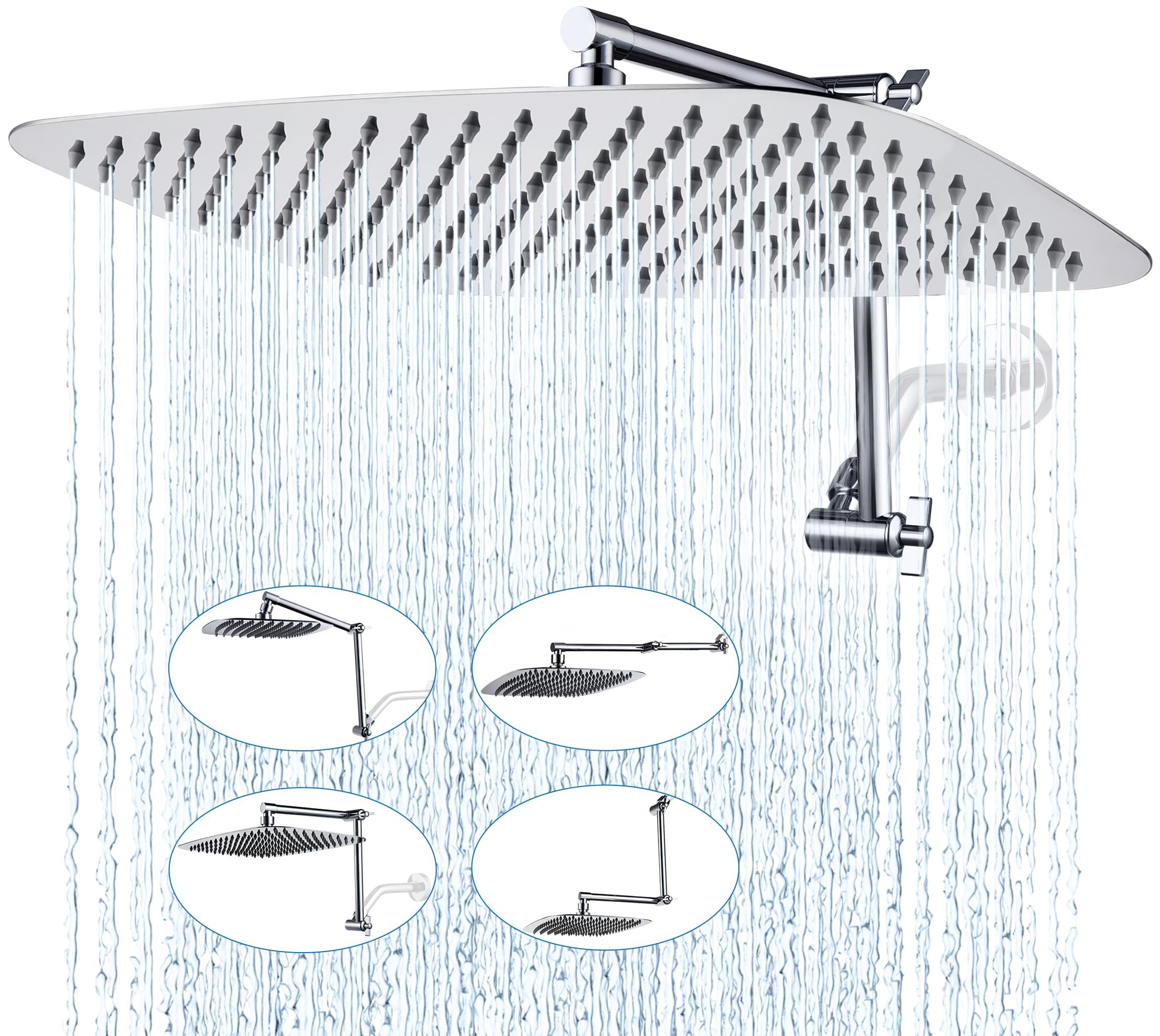 G-Promise All Metal 16-Inch Rain Shower Head with wide face for full-body coverage