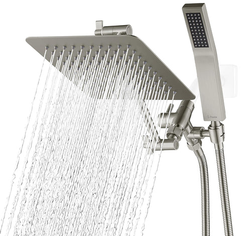G-Promise all-metal 8-inch dual square shower head delivers wide rainfall coverage