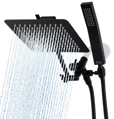 G-Promise all-metal 8-inch dual square shower head for a durable rainfall shower