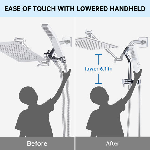 G-Promise diverter chrome low-holder mount shown in action for easy reach.