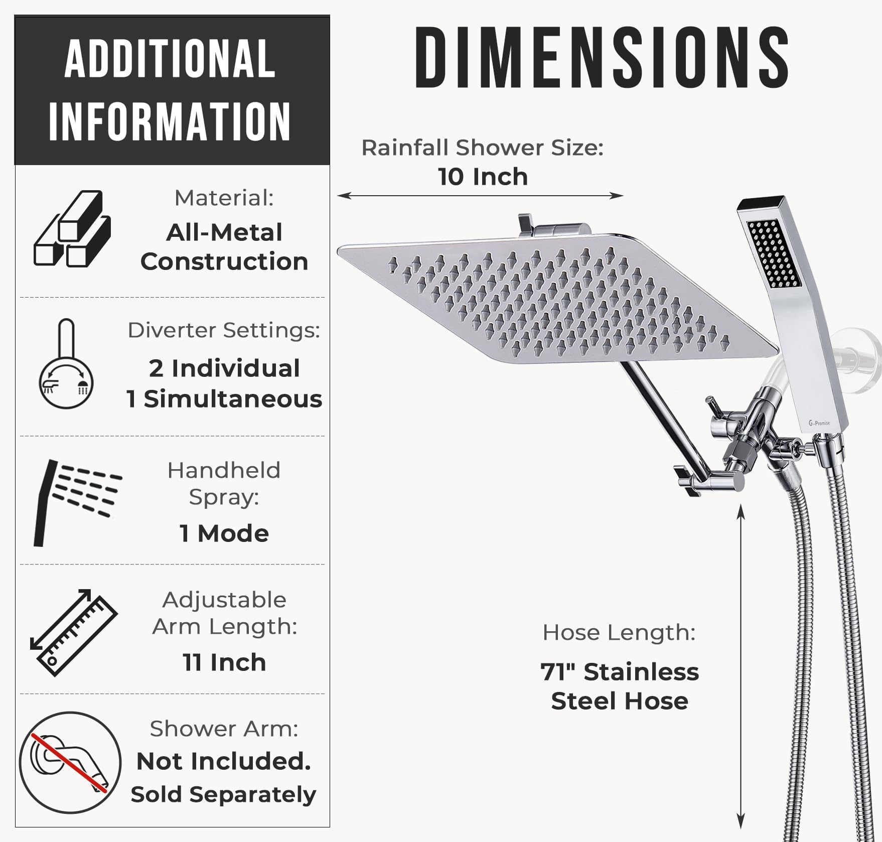 G-Promise chrome finish shower system adds modern style and durability to your bathroom