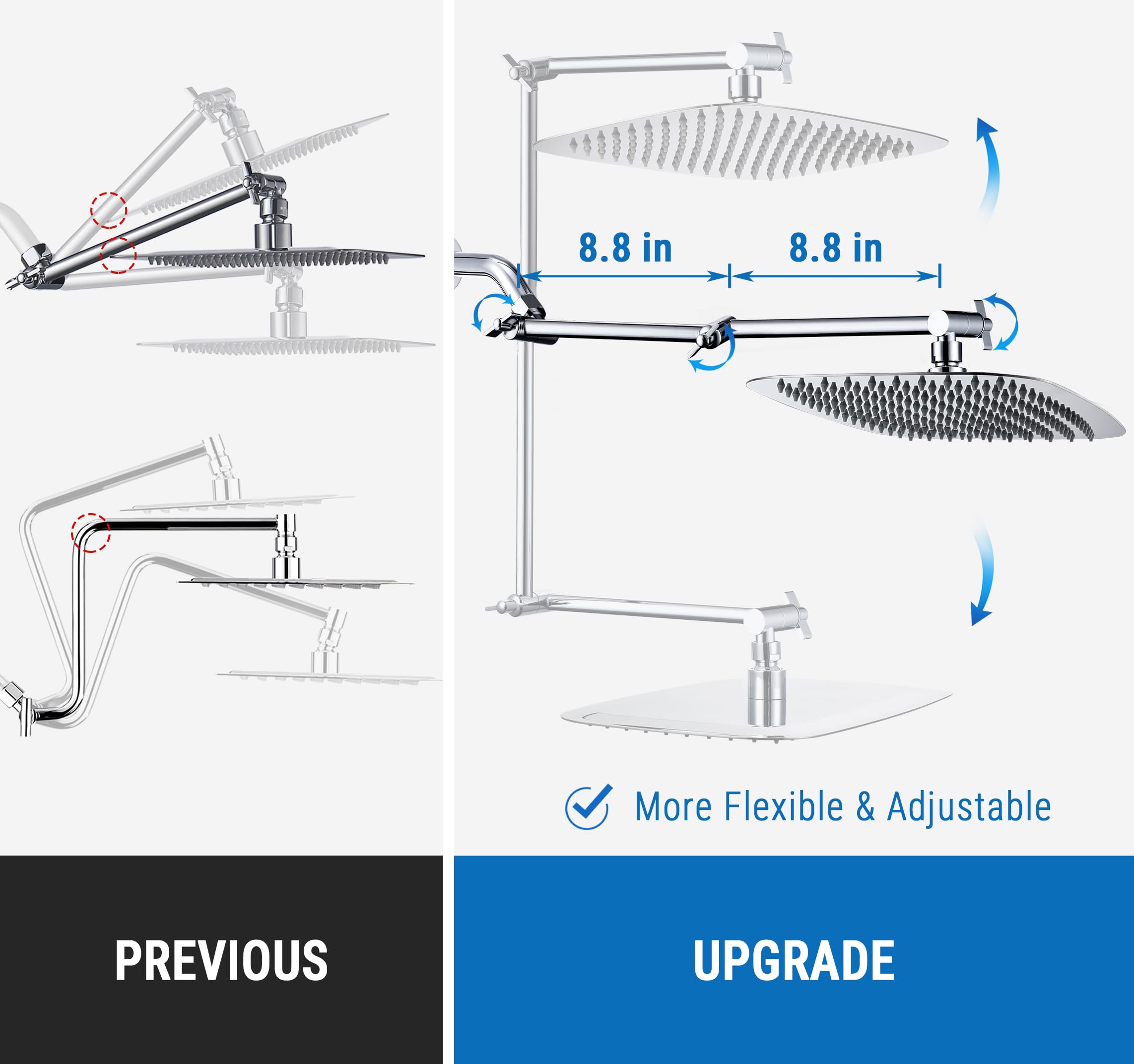 G-Promise chrome shower extension detail adds modern bathroom style.