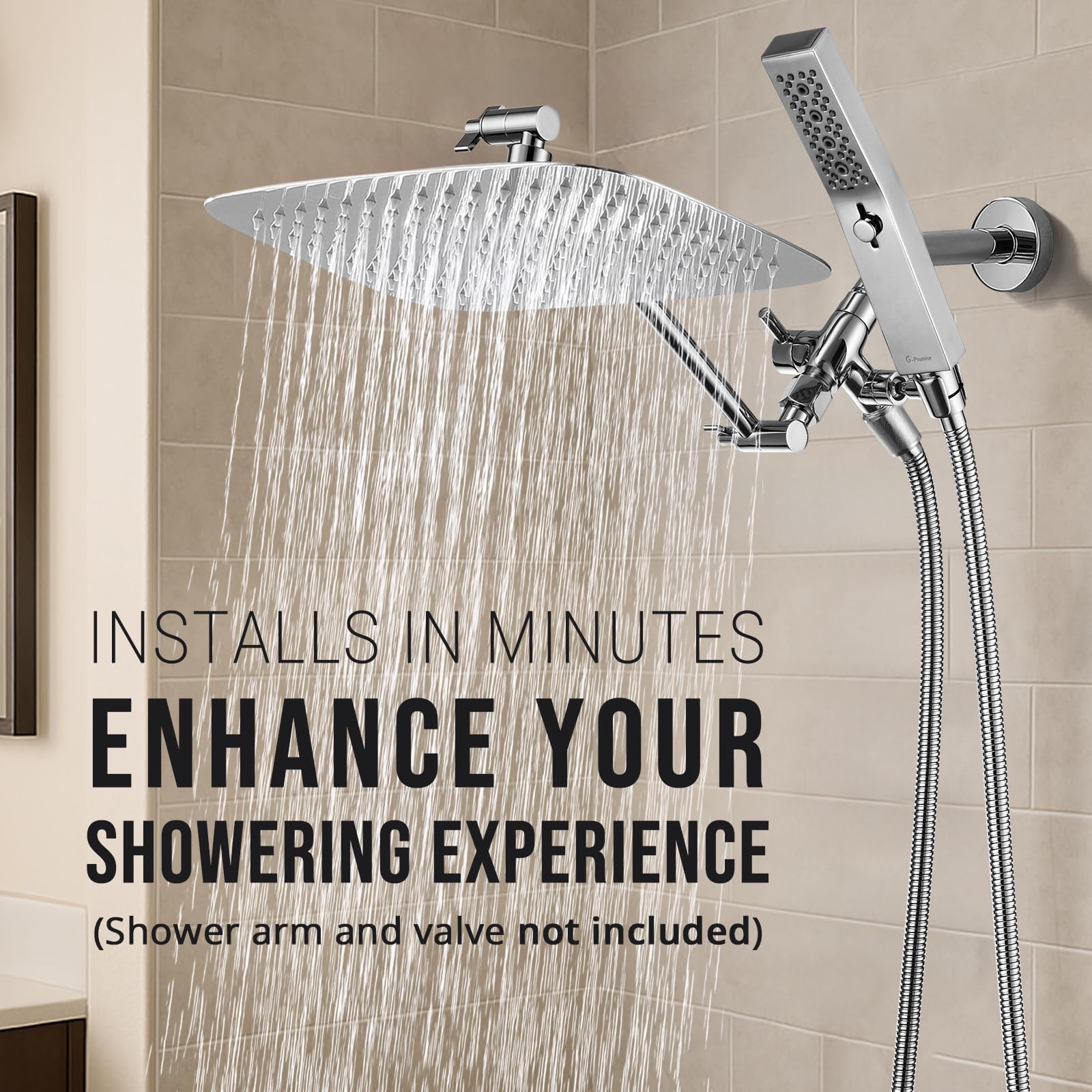 G-Promise handheld spray wand offers flexible, targeted rinsing during bath time.