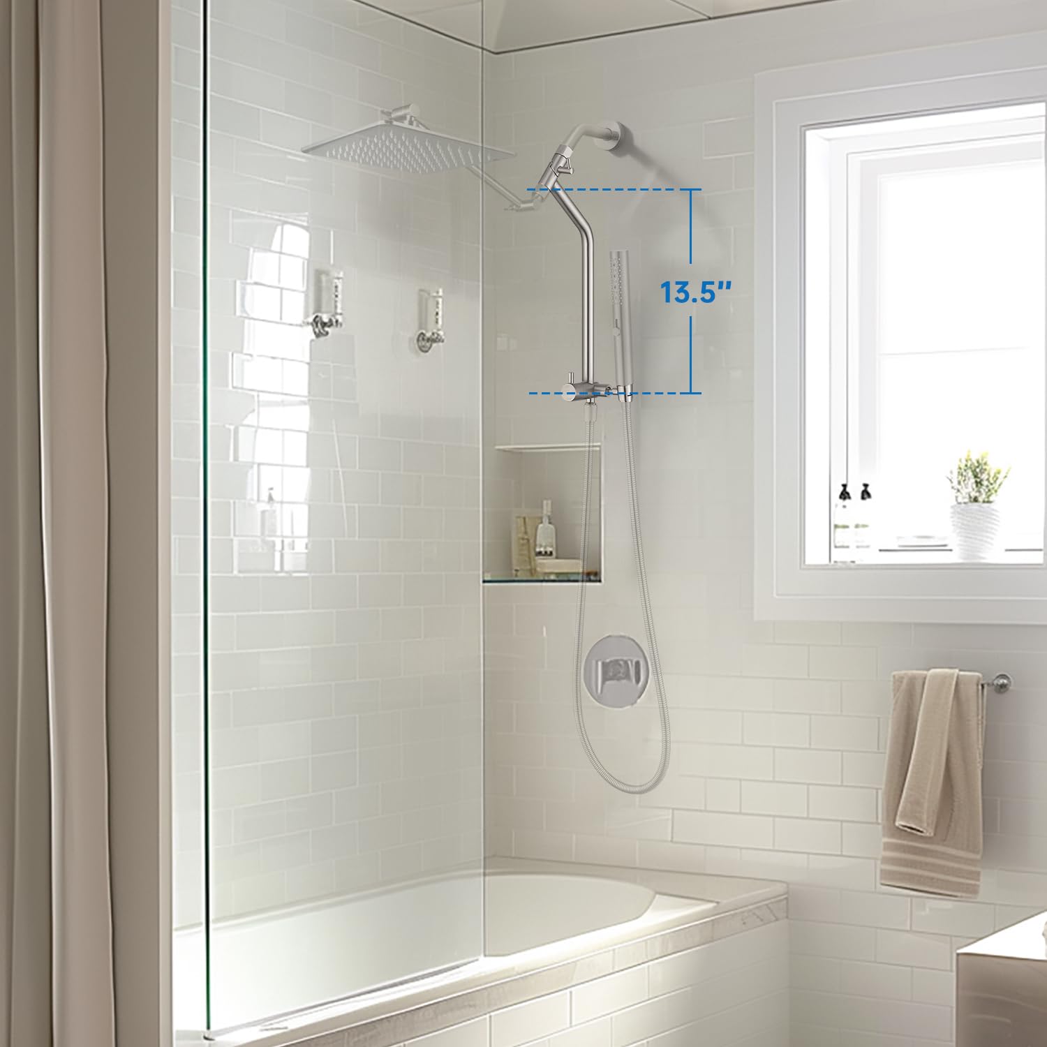 G-Promise low-holder design close-up shows easy reach to handheld shower