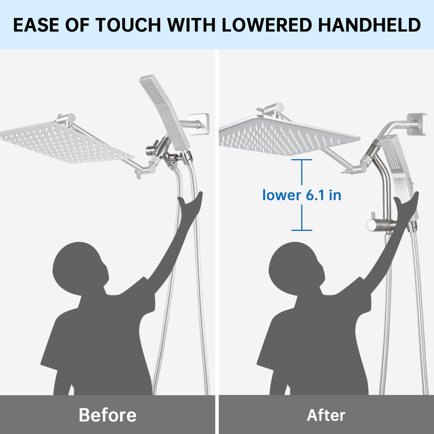 G-Promise low holder design offers easy reach for a comfortable shower