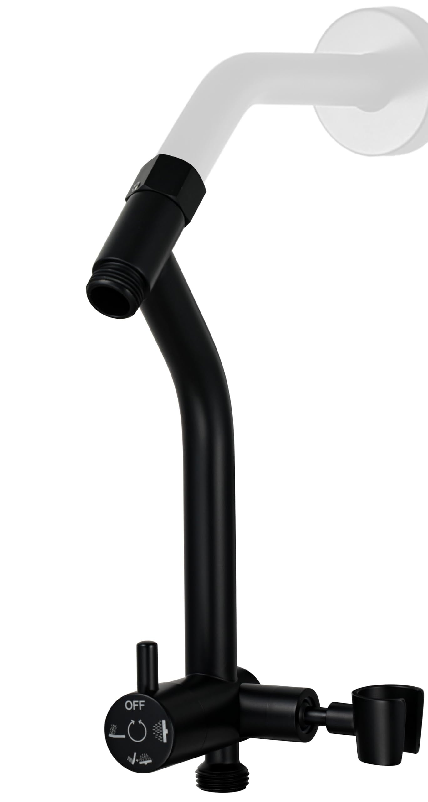 G-Promise metal shower diverter with low handheld holder for easy reach.