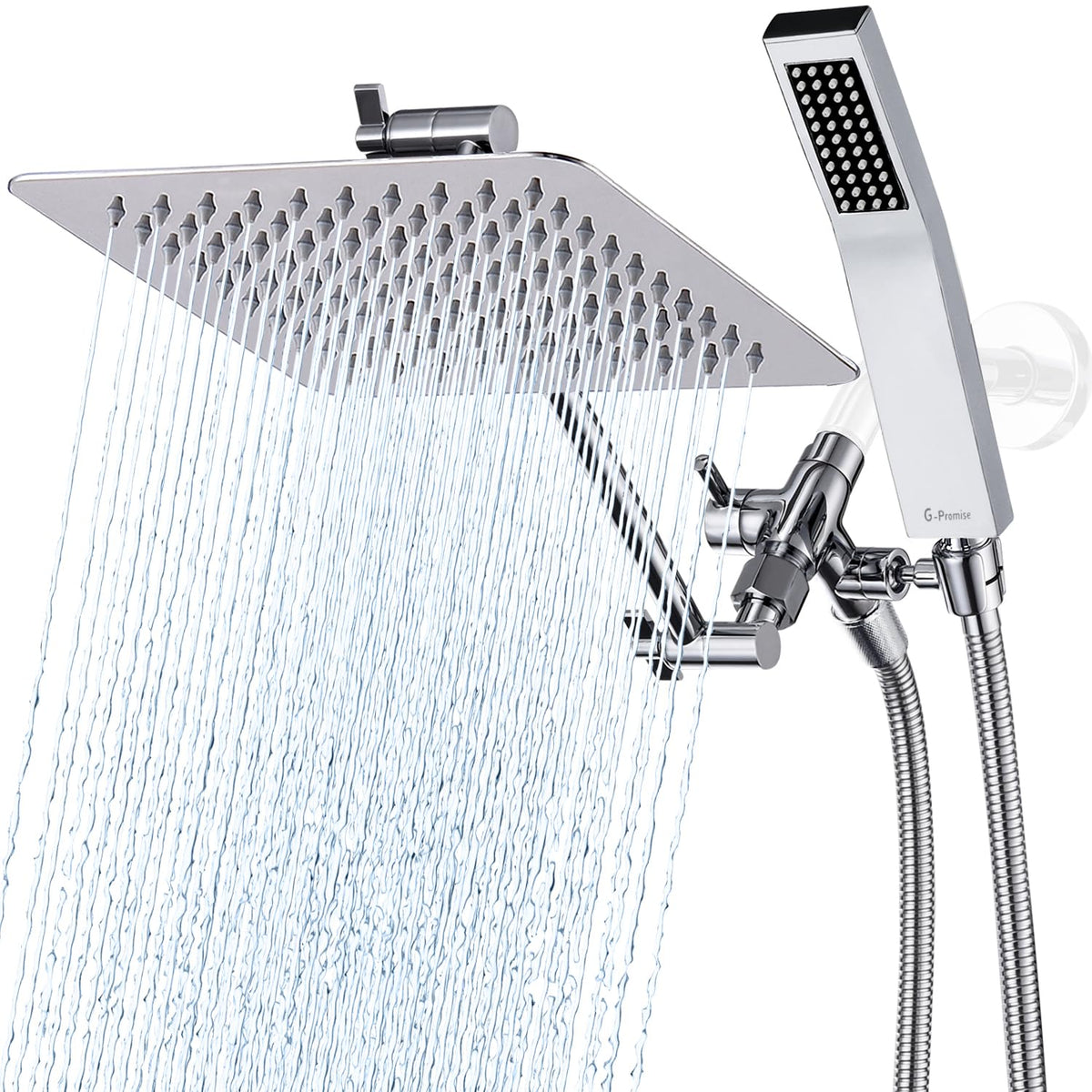 G-Promise rain shower head with all-metal construction for durable rainfall.