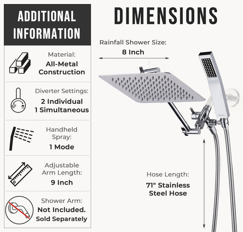 G-Promise 71-inch hose provides flexible showering and cleaning reach.