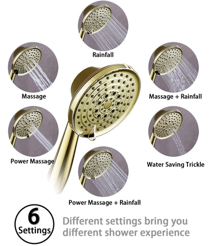 G-Promise six-setting shower head to customize water flow and pattern.