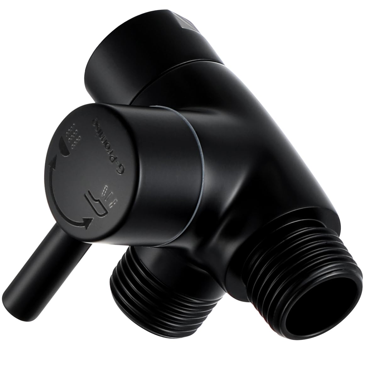 G-Promise solid metal diverter close-up in matte black finish for durability