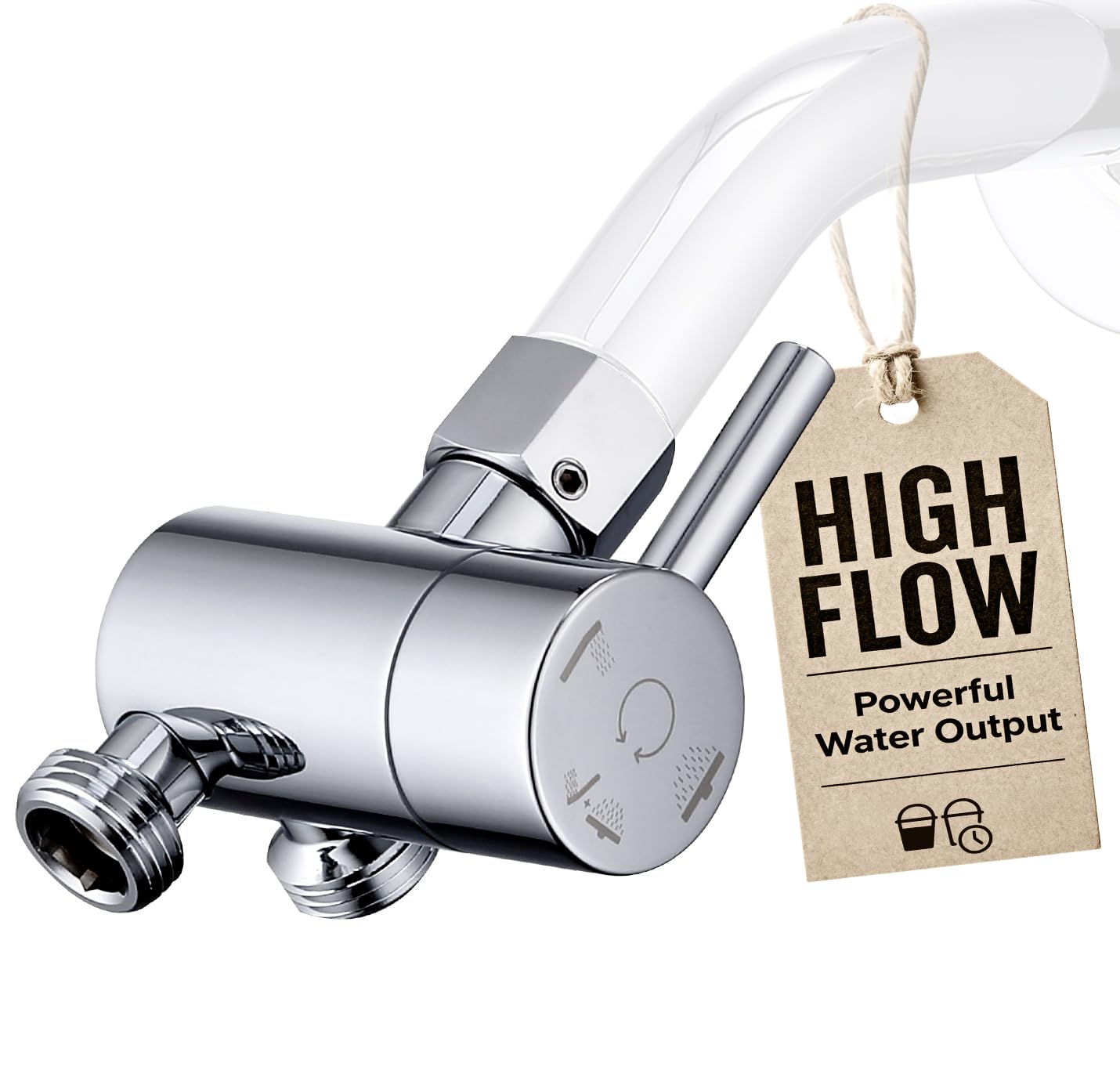 G-Promise solid metal high-flow diverter chrome front view for versatile showers