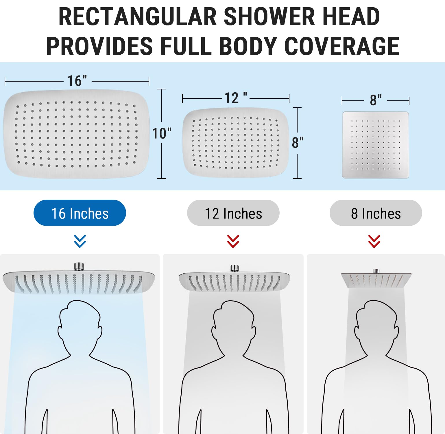 G-Promise wide rainfall showerhead creates a refreshing shower experience.