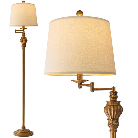 G-SAFAVA 61 inch vintage floor lamp with 350-degree swing arm for versatile lighting