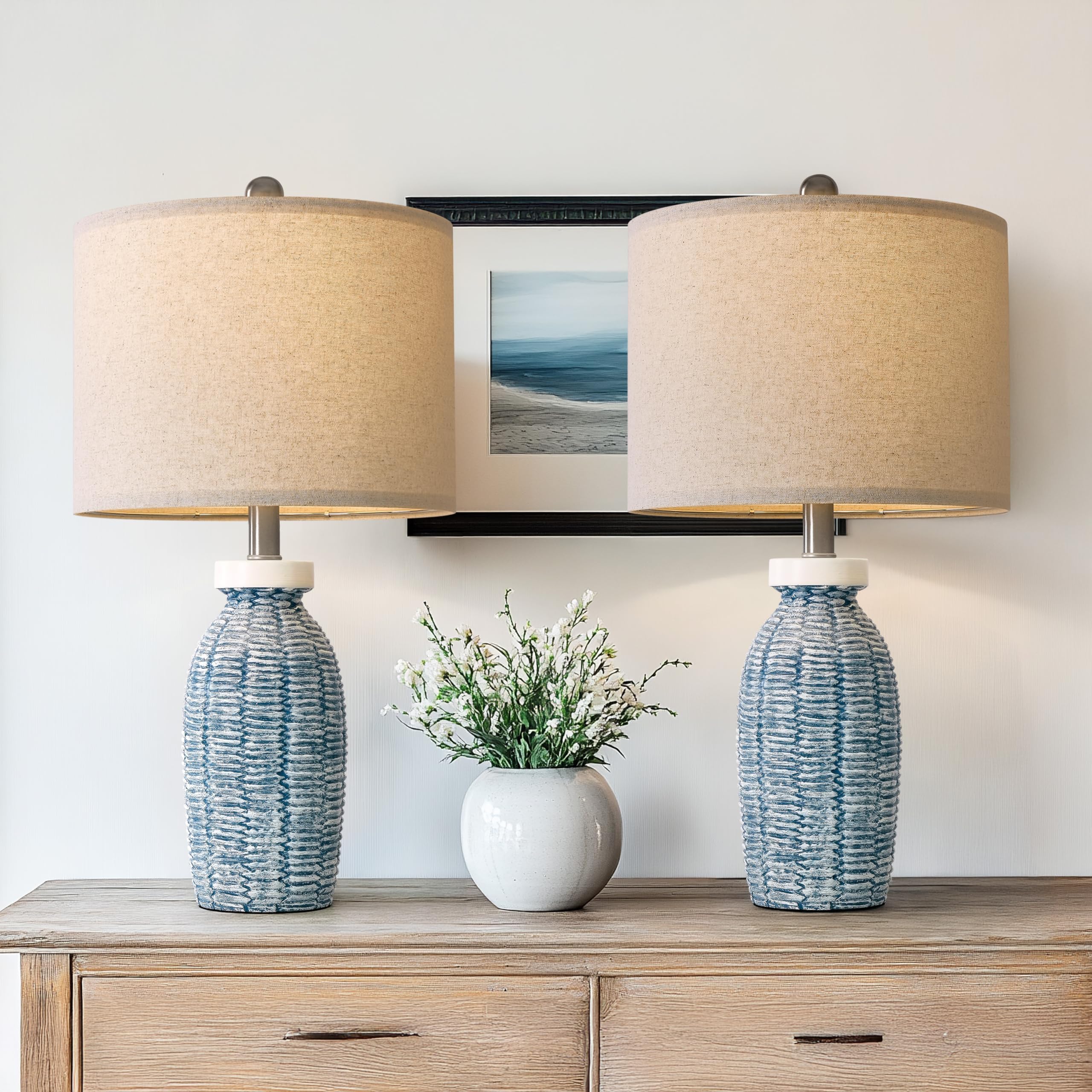 G-SAFAVA boho farmhouse lamps in blue for living room decor