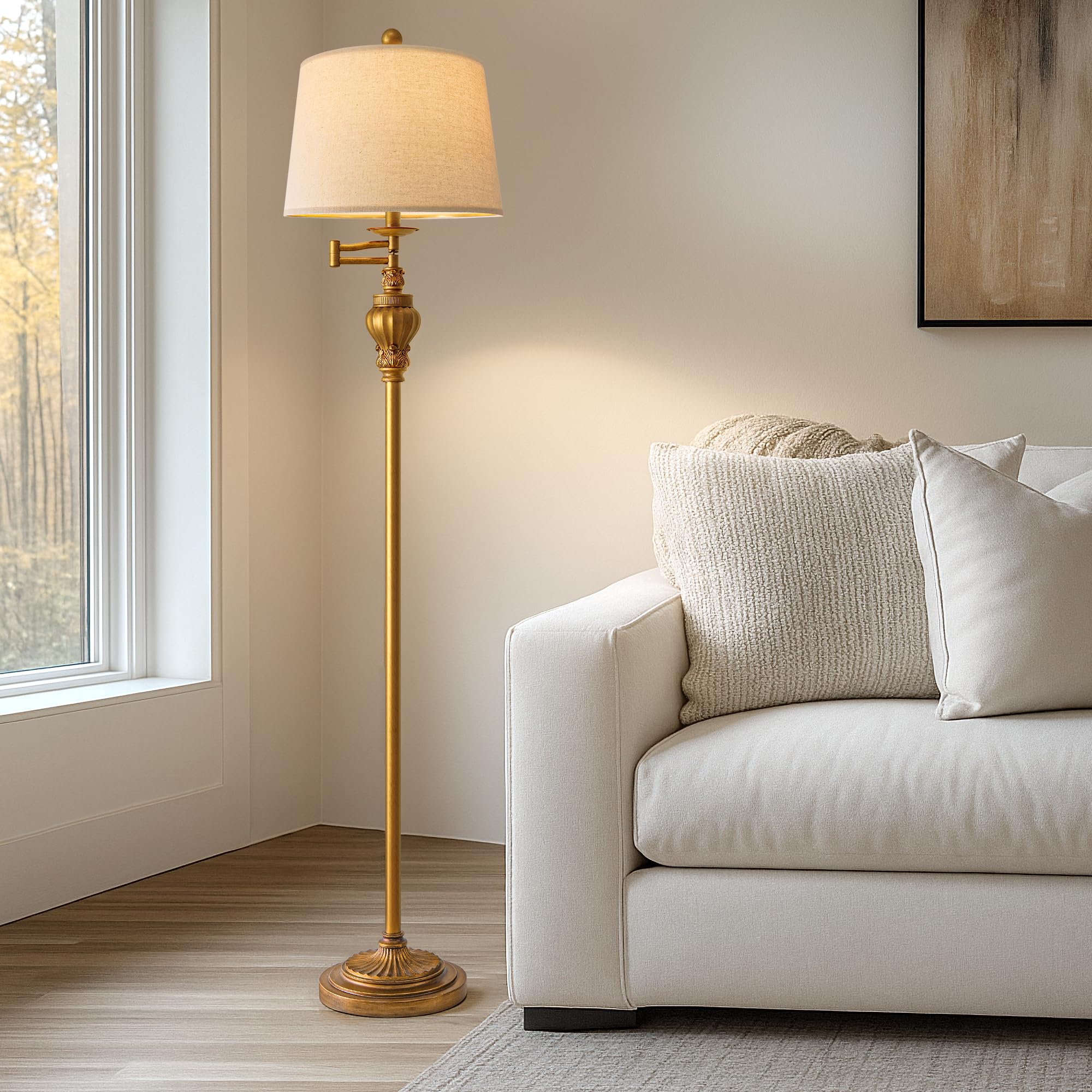 G-SAFAVA gold standing lamp base detail enhances antique vibe with sturdy, decorative legs