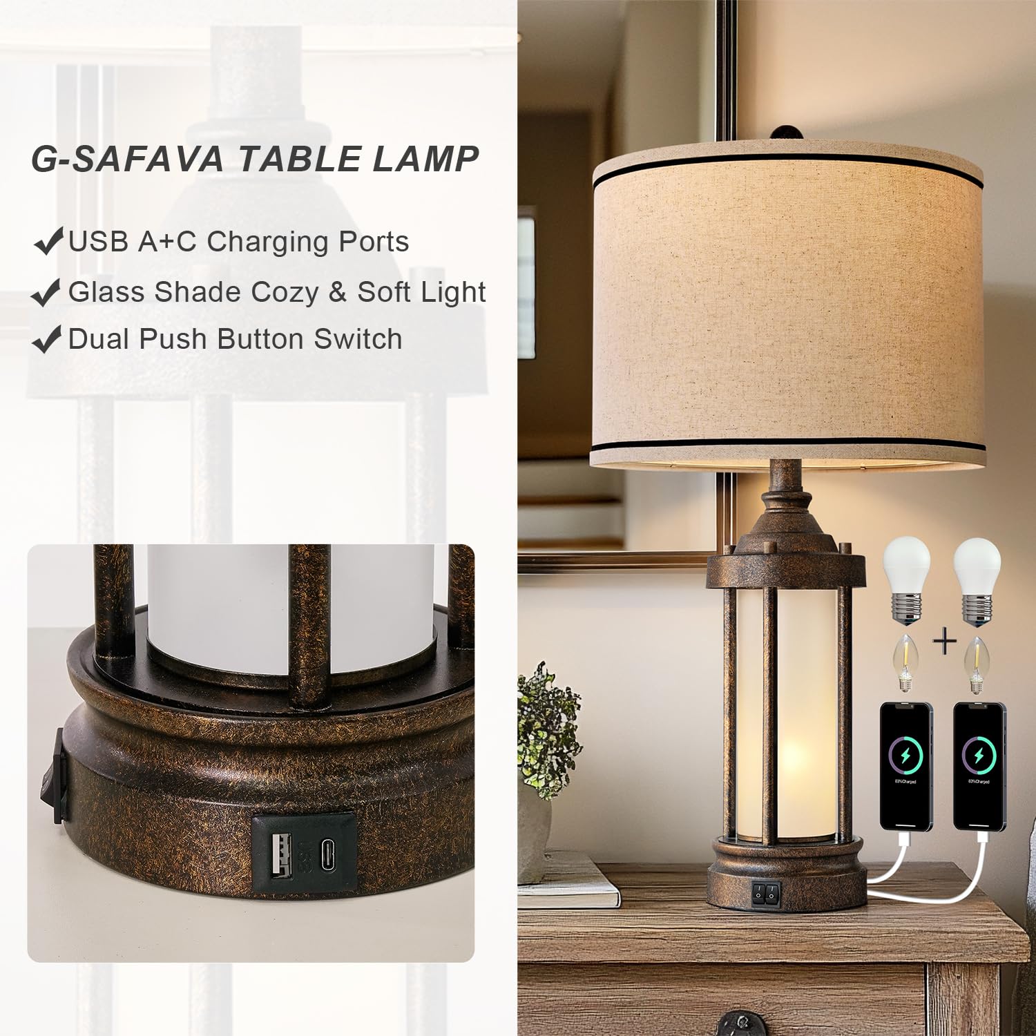 G-SAFAVA linen shade softens light for cozy, long reading sessions.