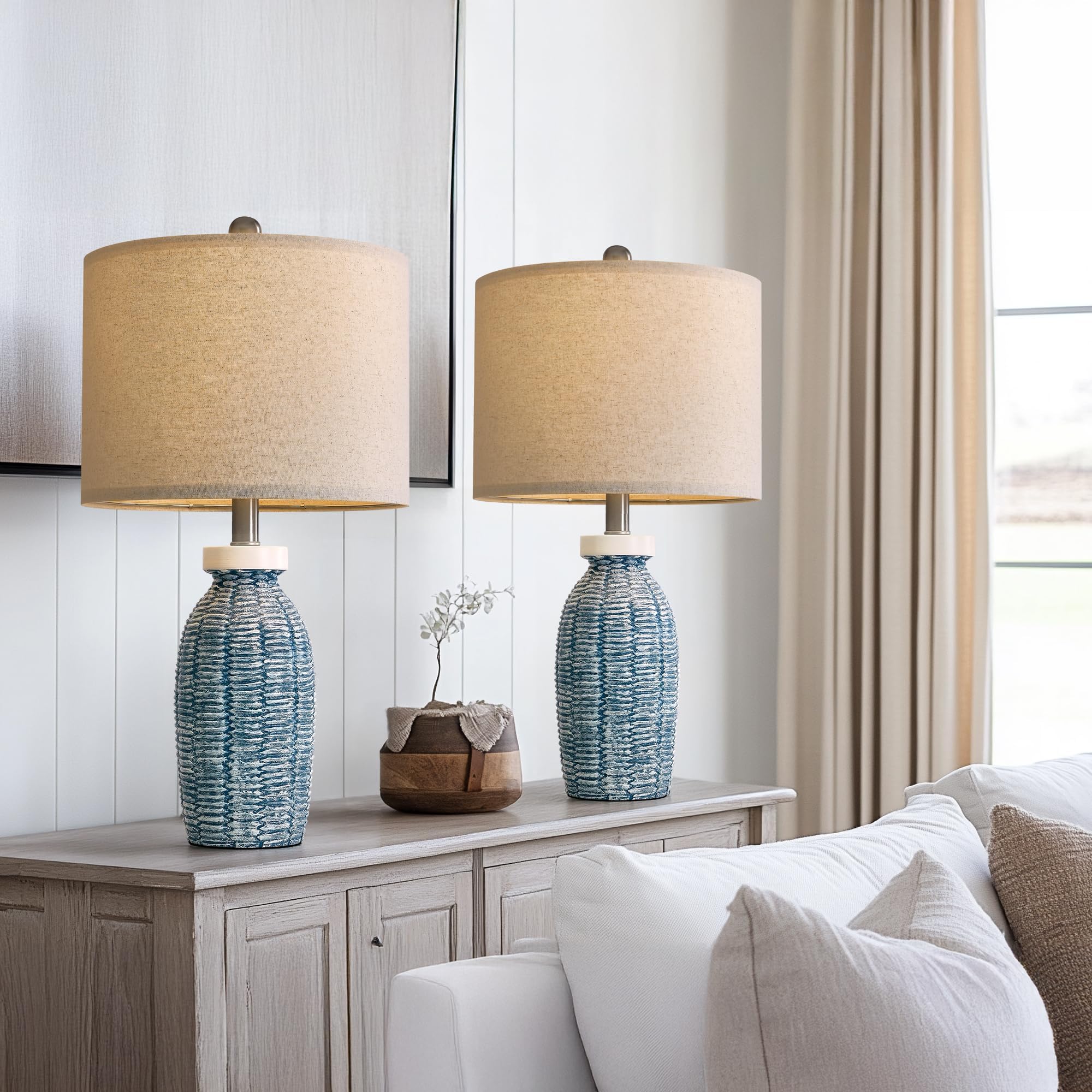 G-SAFAVA resin base blue table lamps for durable daily use